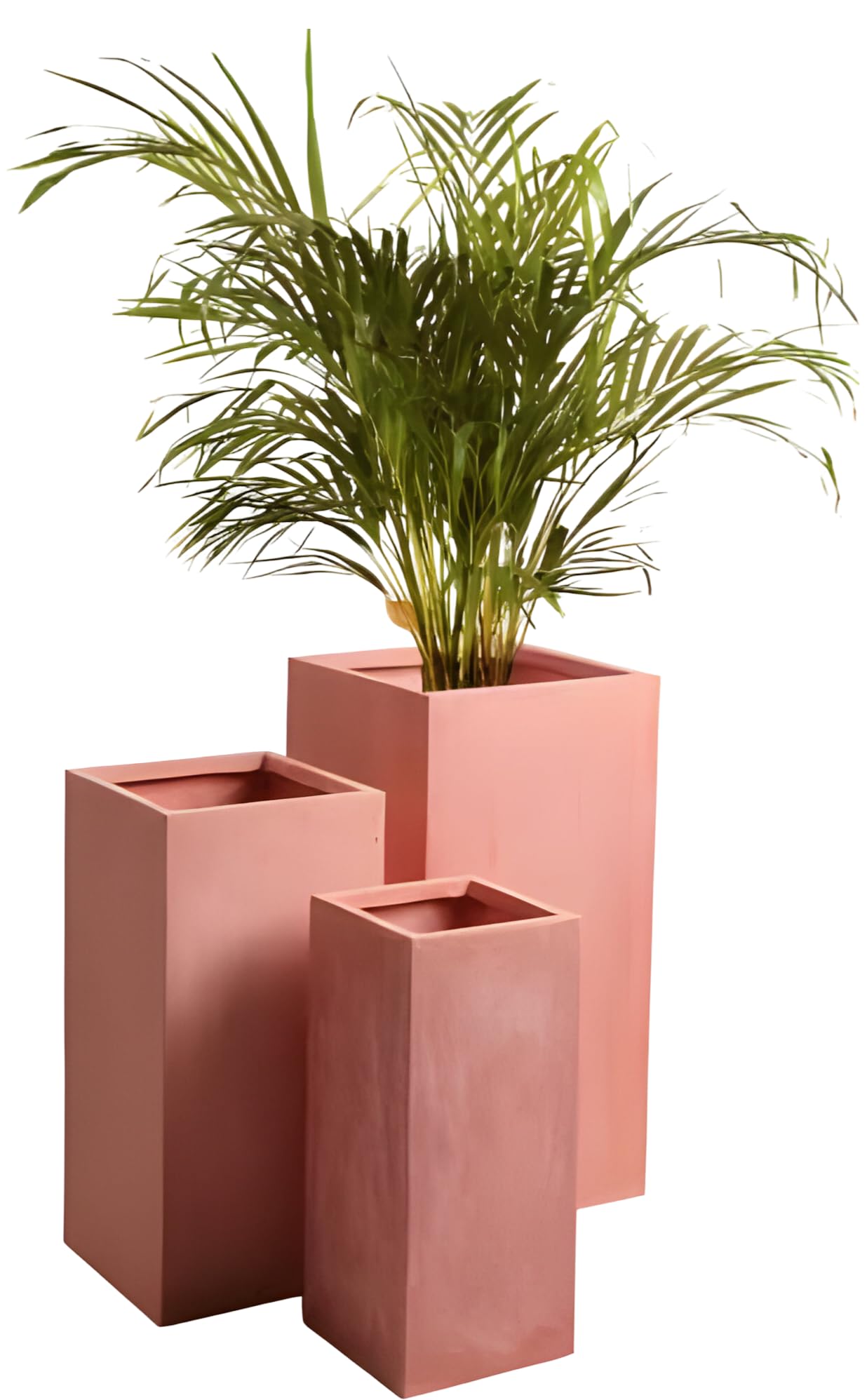 Primrose Terracotta Small Garden Outdoor Fibrecotta Tall Square Planter H50cm X W21cm X D21cm (19.7In X 8.2Ins X 8.2Ins)