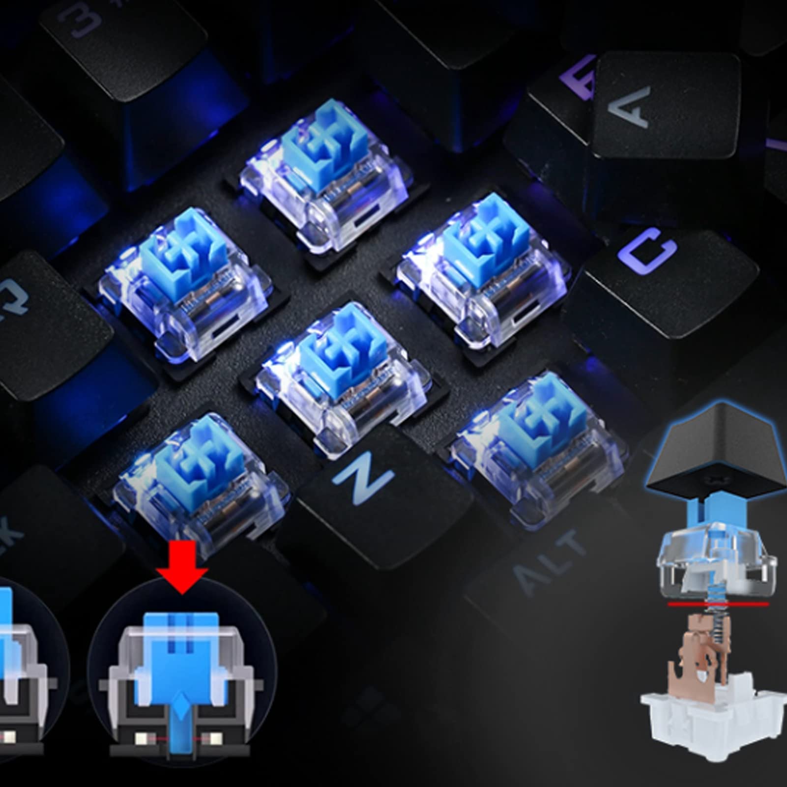 Klawiatura Mechaniczna Przewodowa Klawiatura do Gier z Podświetleniem RGB dla Graczy Komputerowych z Ergonomicznym Podparciem Nadgarstka