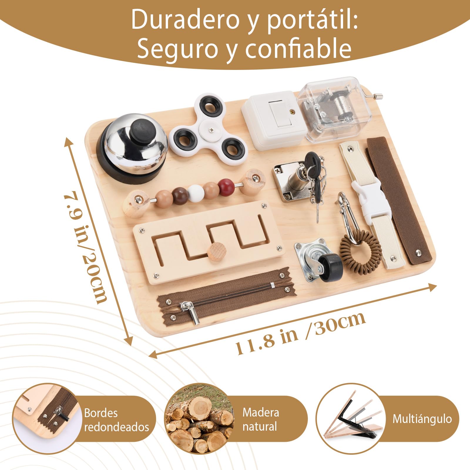 Potatomato Busy Board Montessori para Adultos -Tabla de Ejercicios multisensorial para Personas Mayores: motricidad, concentración y Memoria TDAH - Juego de Viaje y Regalo Ideal