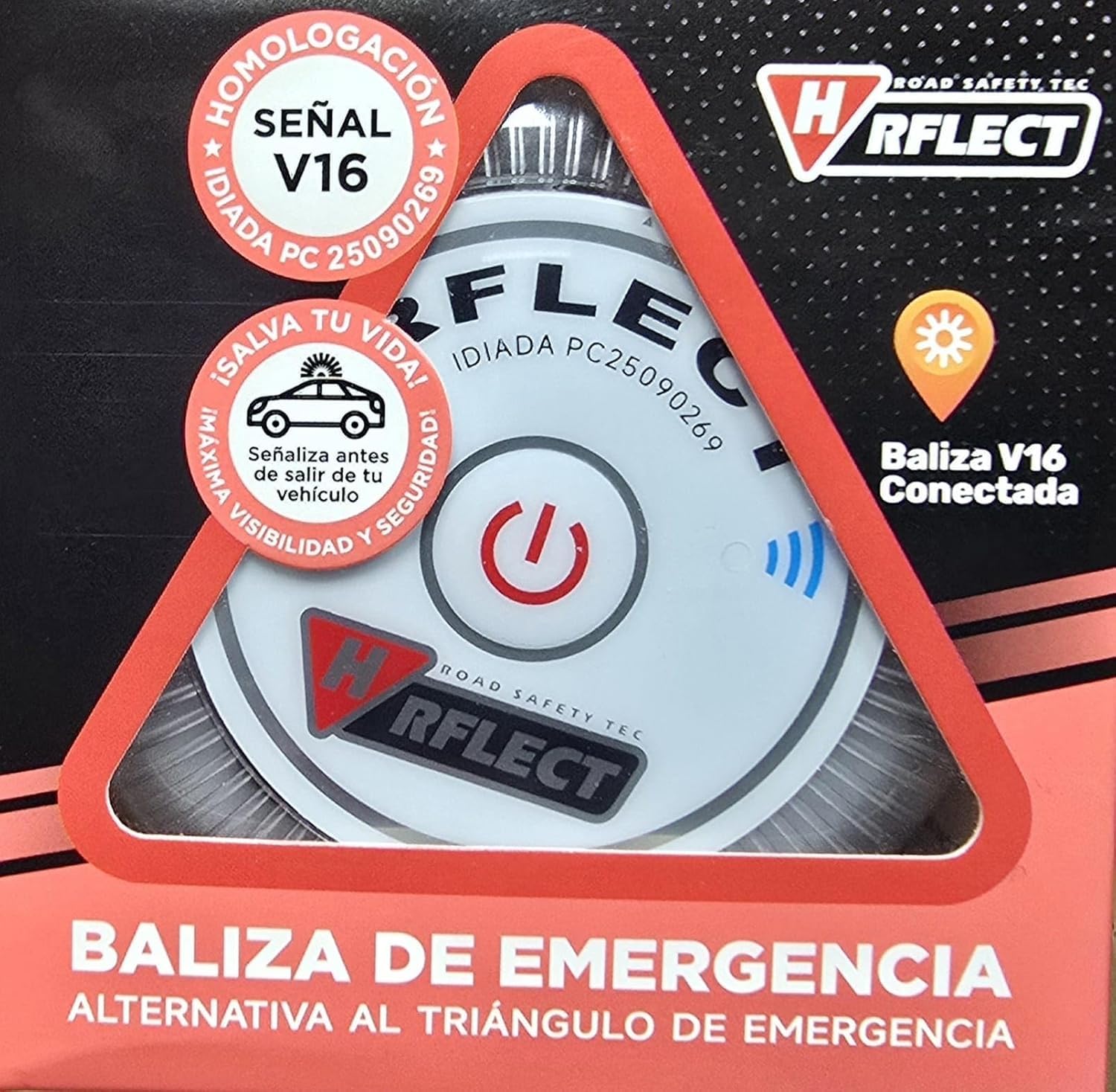 Emergency Light V16 with Geolocation, Mandatory from 2026. Beacon Connected with DGT 3.0, V-16 Signal Connection with Telefónica Tech. Esim Valid until 2038 (Pack 1 Unit)