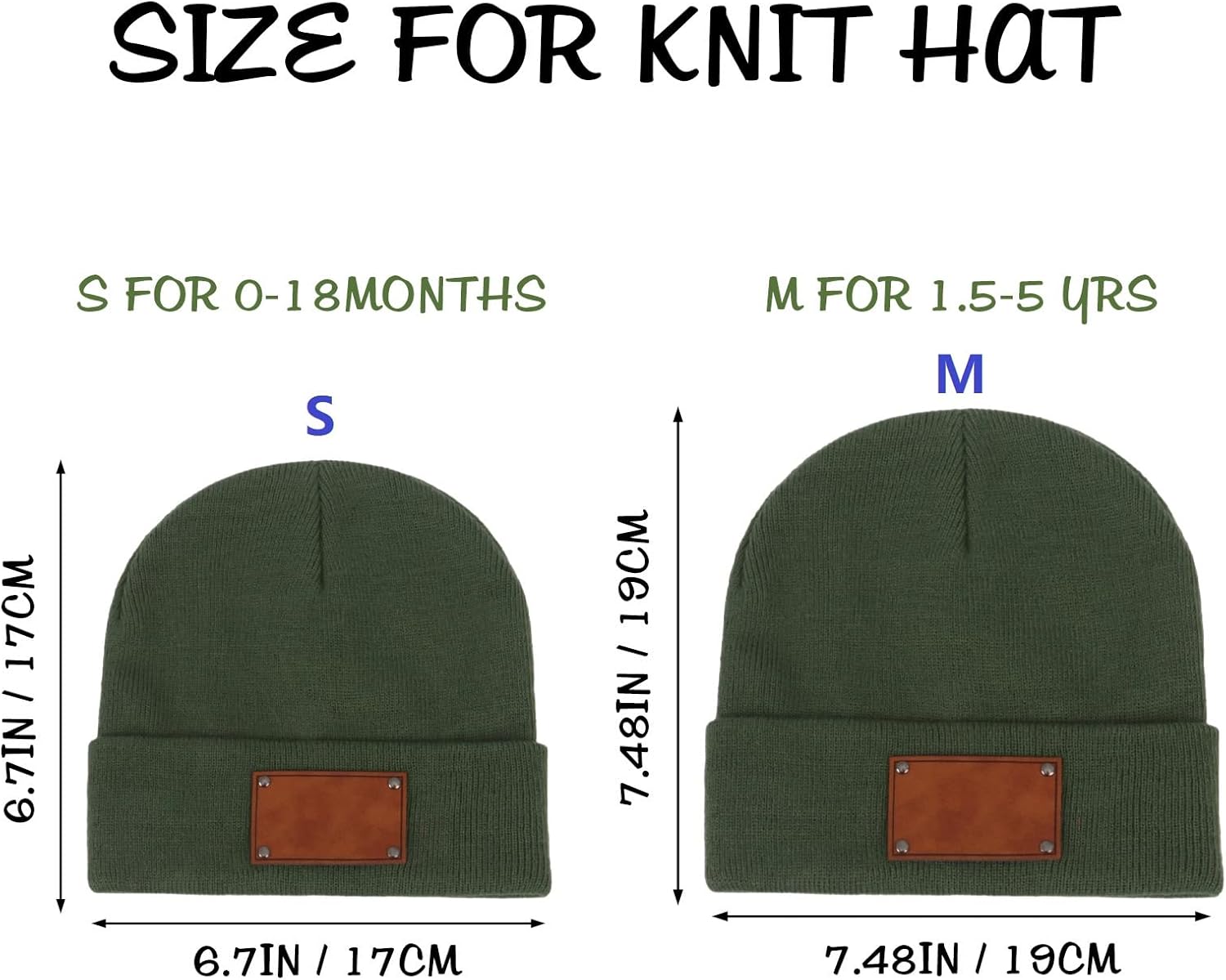 Custom Baby Beanie Hat Personalized Name Logo on Leather Patch Baby Knit Hats DIY Knit Warm Beanies for Kids Teenager Adult - Image 3