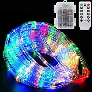 Sekmet LED Rope Lights Battery Powered String Lights with Remote Control 40Ft 120 LEDs 8 Modes Color Changing Indoor Outdo...
