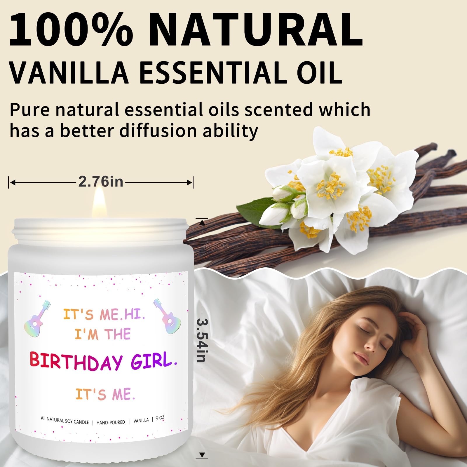 ETAKISH Tay-lor Birthday Candle with Vanilla Scent, Tay-lor Merch Swiftie Birthday Gifts for Women, Handcrafted Aromatherapy Candle with Iconic Lyrics, 9oz