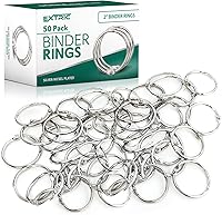 EXTRIC 2 Inch Loose Leaf Binder Rings, Heavy Duty Nickel Plated Metal Book Rings for Flashcards & Index Cards, 50 Pack