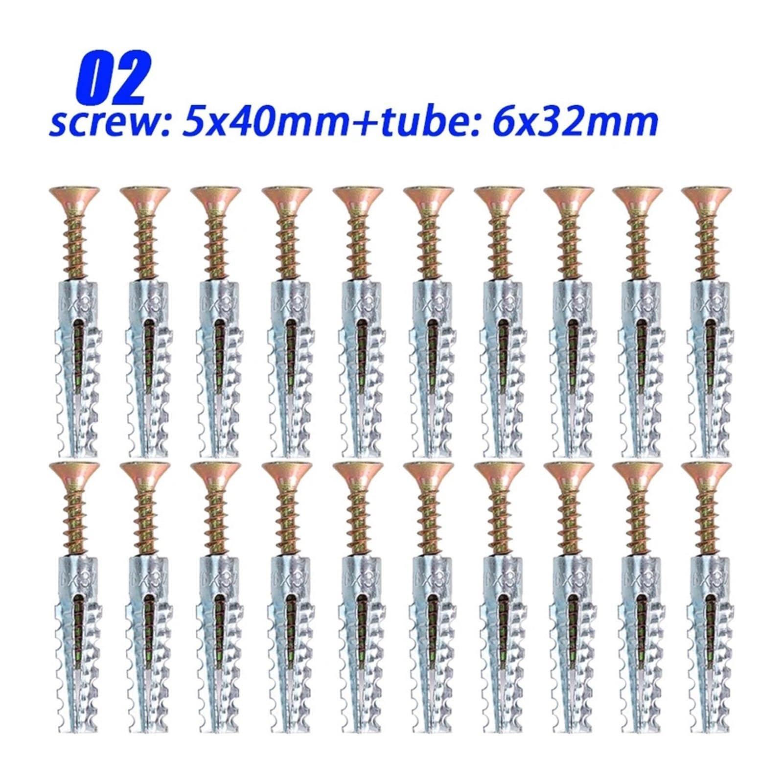 Da 10 a 50 set tubo di espansione in metallo spinoso seghettato viti di ancoraggio autofilettanti tasselli a muro for fissaggio di costruzioni in calcestruzzo(02,50PCS)