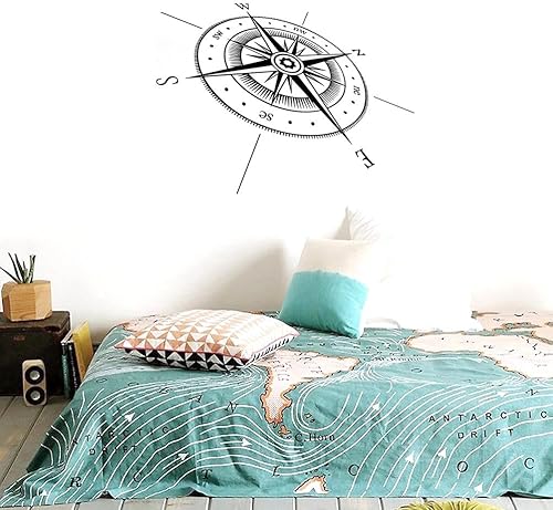 Miniatura 4 de bibitime Brújula de vinilo calcomanía decorativo para pared calcomanías N S W E Dirección Indicador Señal Casa Mural recámara Habitación de los