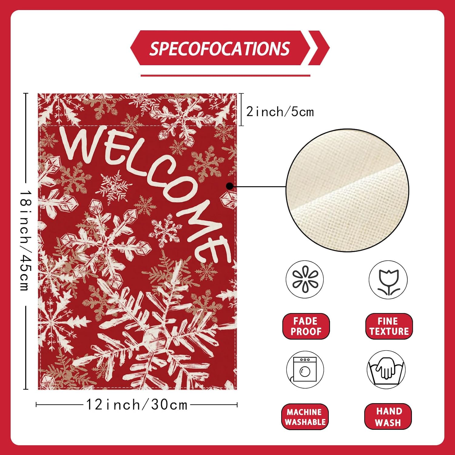Welcome Winter Garden Flag Snowflakes Christmas Yard Flag 12x18 Inch Double Sided Small Mini Yard Outdoor Outside Holiday Xmas Party Decoration - Image 7