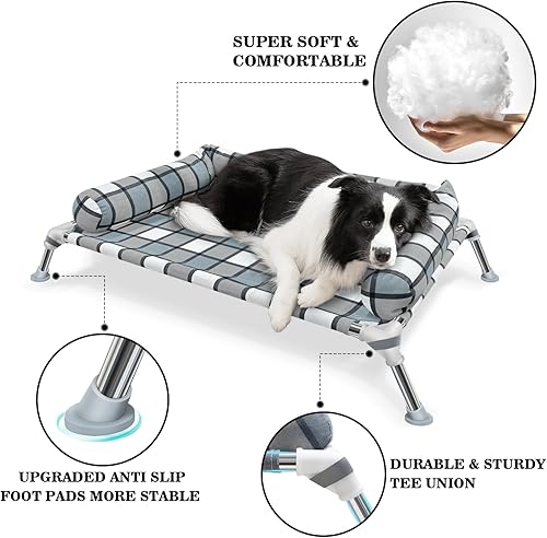 Miniatura 4 de Cama elevada para perro  Cama elevada para perros con refuerzo, portátil, lavable, con marco de metal, hamaca para perros para interiores y