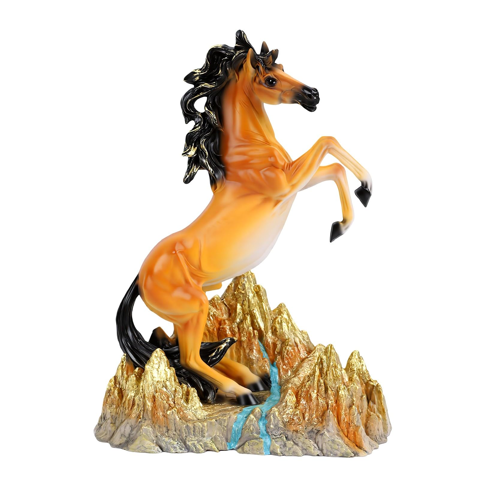 Jelquix Standing Horse Statue Resin Figurine Art Sculpture, Decorative Animal Ornament for Home Office Desk, Collectors, Durable Craftsmanship (Yellow Brown)