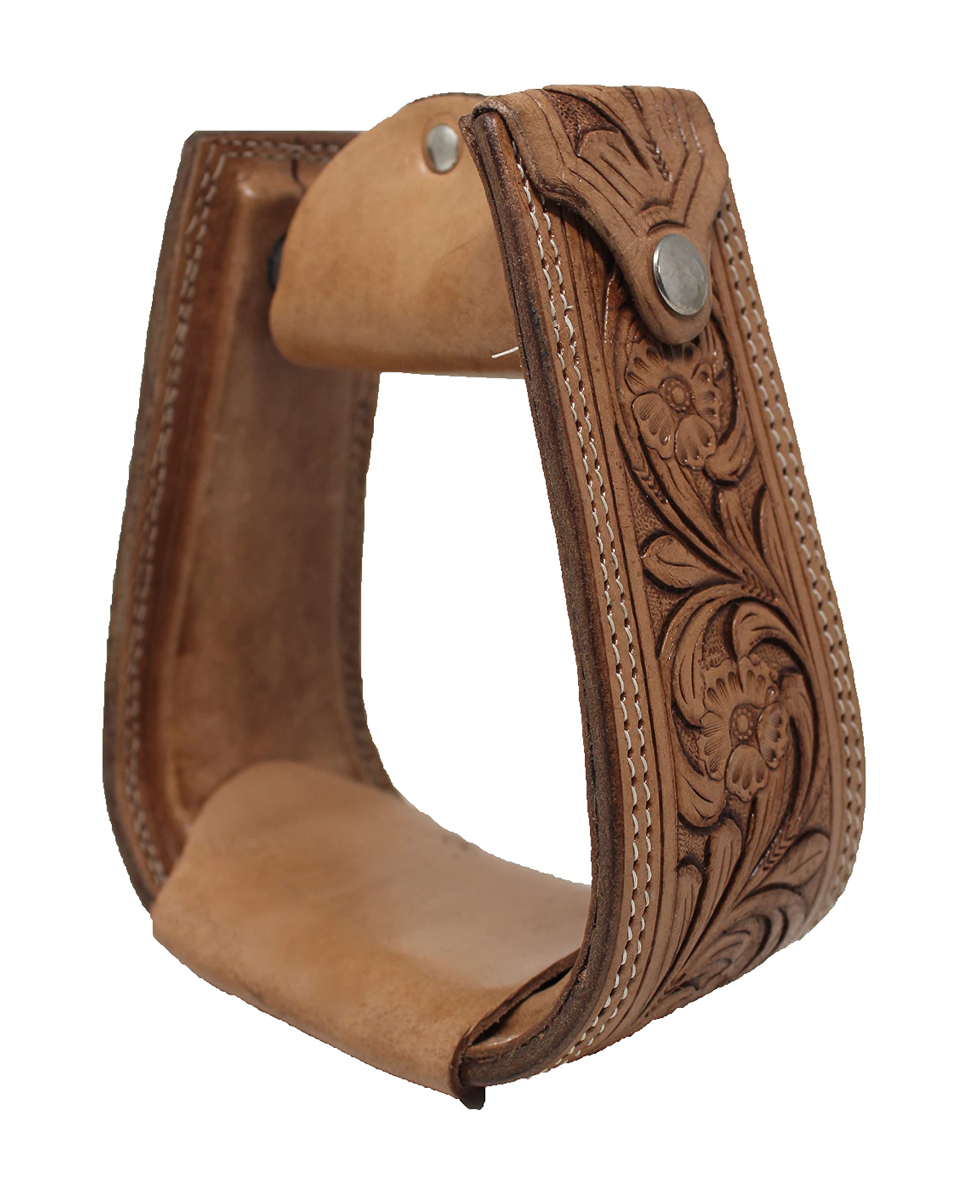 CHALLENGER Cavallo Sella Staffe Cavallo Western 5 "Larga Sella Floreale Attrezzata Marrone Scuro Rivestito In Pelle Marrone Scuro 51173NT