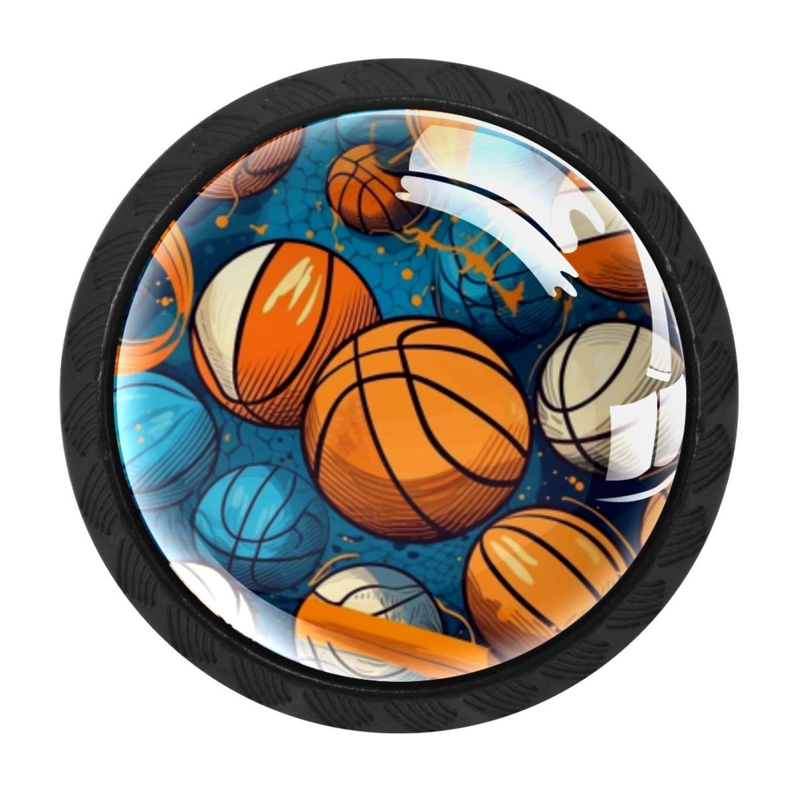 Chenzzzz Multicolored 09 4 Pieces Basketball Drawer Knobs, 35Mm Black Cabinet Knobs, Drawer Pulls And Knobs, Dresser Drawer Knobs, Cabinet Hardware Kitchen Cabinet Knobs