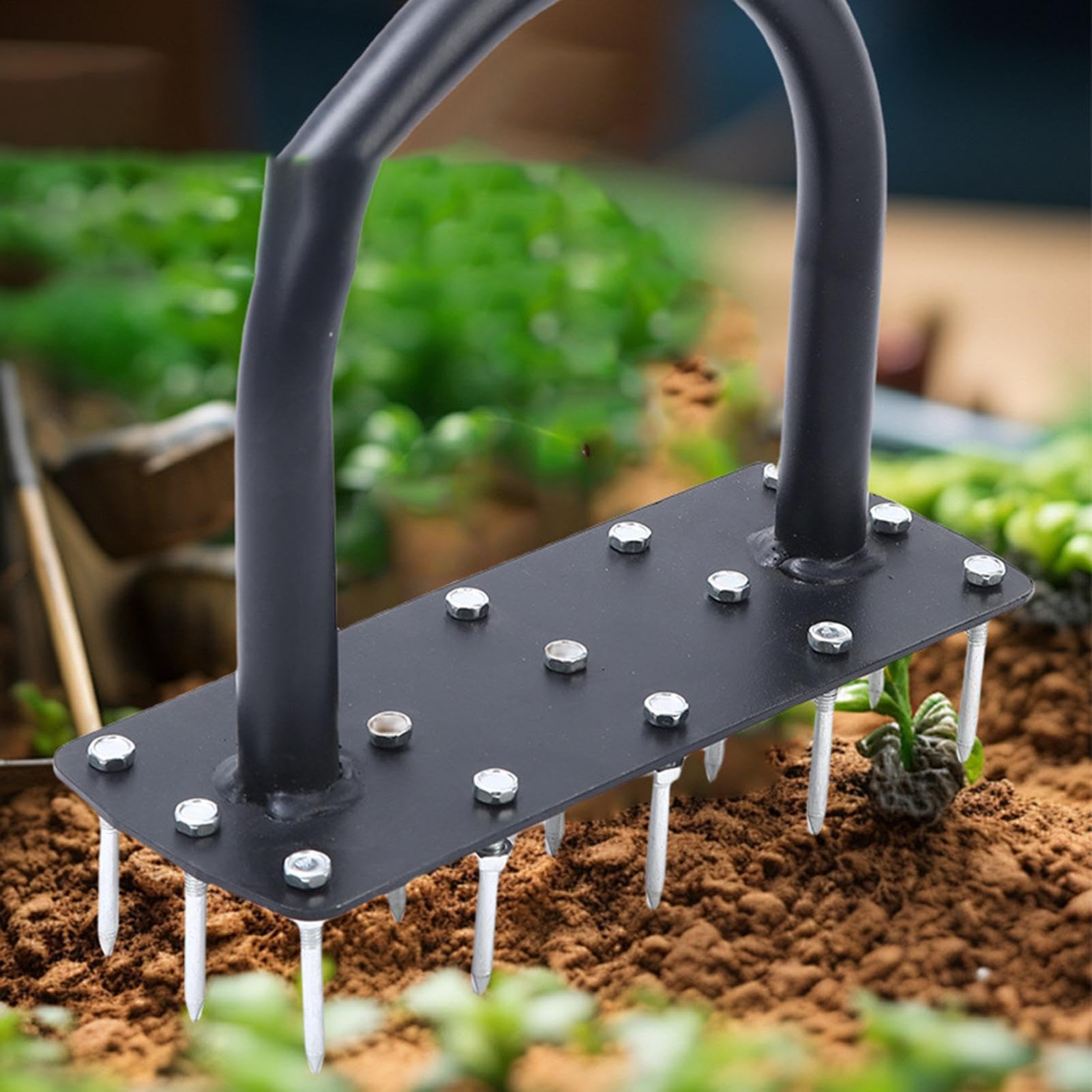 Aerator do trawy Z 15 kolcami ze stali nierdzewnej, uchwyt T, ręczny | Narzędzie do aeracji trawnika Do Ogrodu, Patio, Rabat Kwiatowych, Podwórka, Spulchniania Gleby Oraz Pielęgnacji Parku