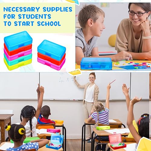 Miniatura 6 de Honoson 60 piezas de estuche de plástico duro a granel de 8 x 5 x 2 pulgadas, caja de lápices transparente, caja de almacenamiento de lápices