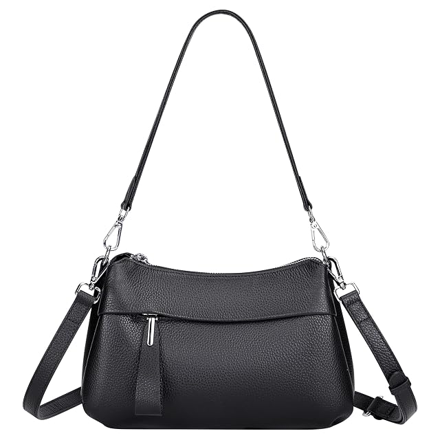 OVER EARTH Genuine Leather Crossbody Bags for Women Small Crossbody Handbag Shoulder Purses with 2 Detachable Straps