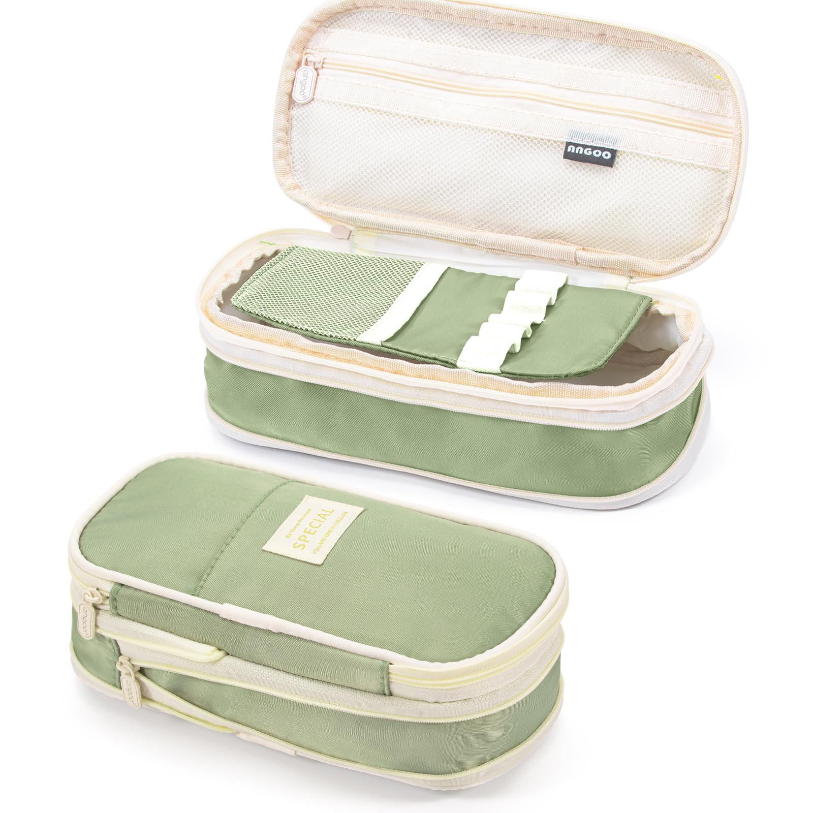 Vinuwu Big Capacity Pencil Case, Cute Pen Cases with Zip, Pencil Pouch for Kids Girls Boys Woman, Large Storage Pen Box Organiser, Aesthetic Stationery, Special Back to School Essentials-Green