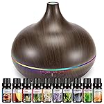 Aromatherapy Essential Oil Diffuser Set - 550ML Ultrasonic Humidifier for Large Rooms - Vaporizer and Aroma Diffuser for Home Bedroom