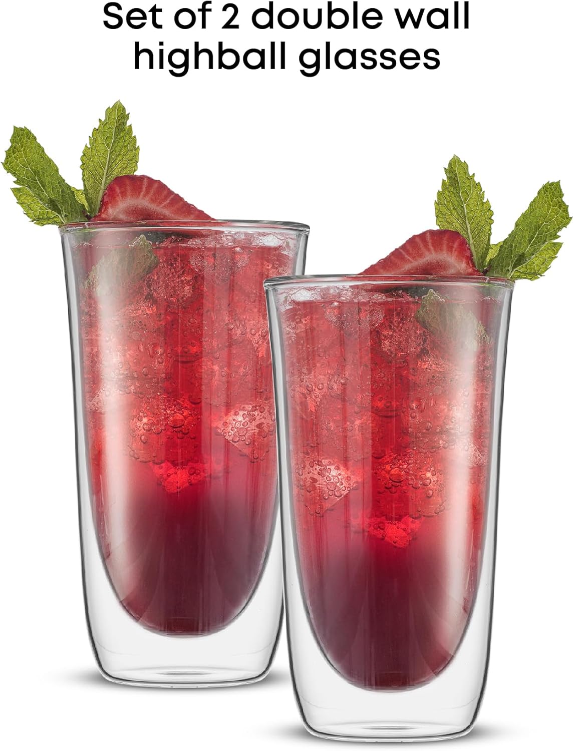 JoyJolt Spike Double Wall Glasses, Cocktail Beer Drinkware Glass Set of 2 - double walled glass 13.5 Ounces - Image 4