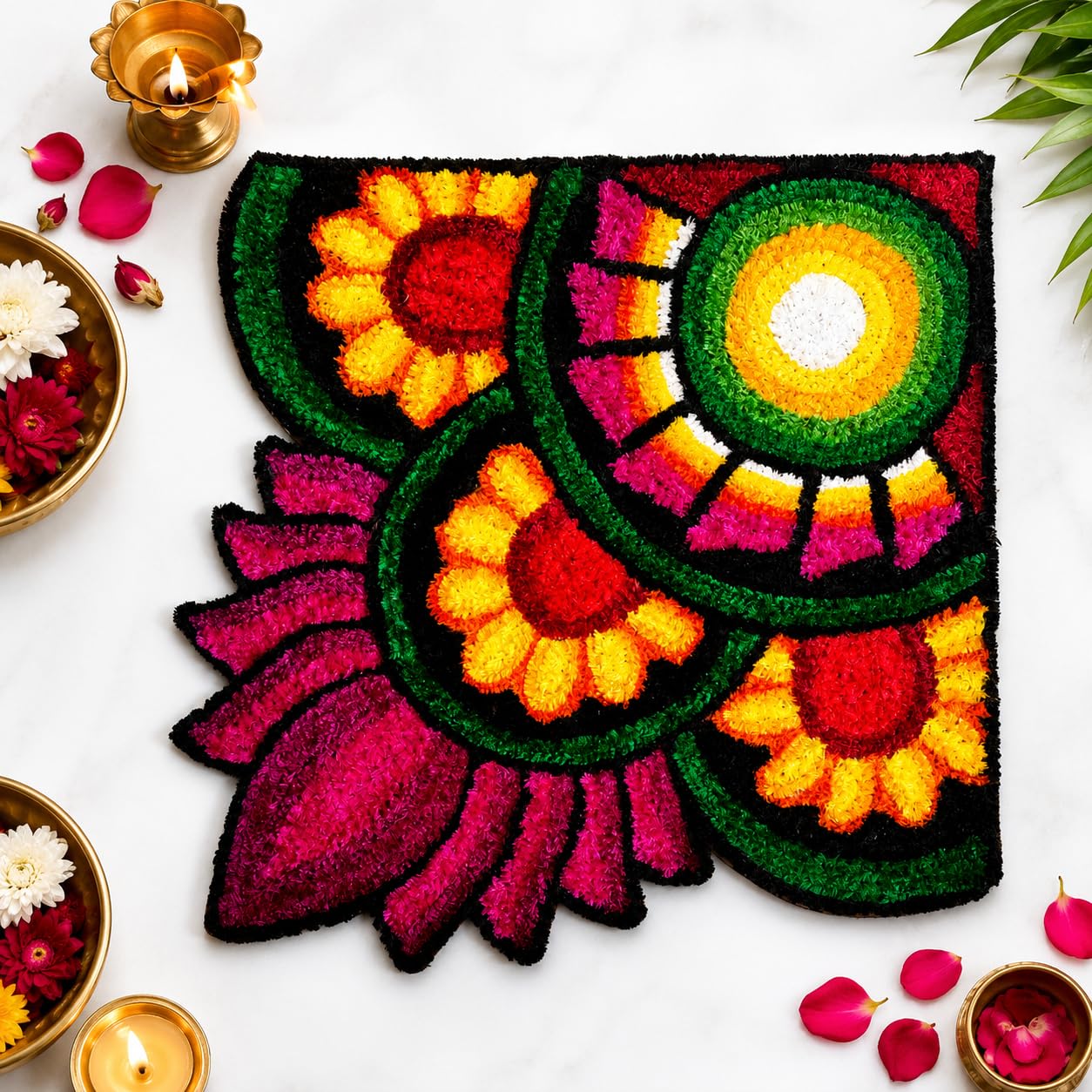 Utsav Rangoli Mat 2x2 Ft Multicolor | Washable Reusable Floo -3 Utsav Rangoli Mat 2x2 Ft Multicolor | Washable Reusable Floo -3