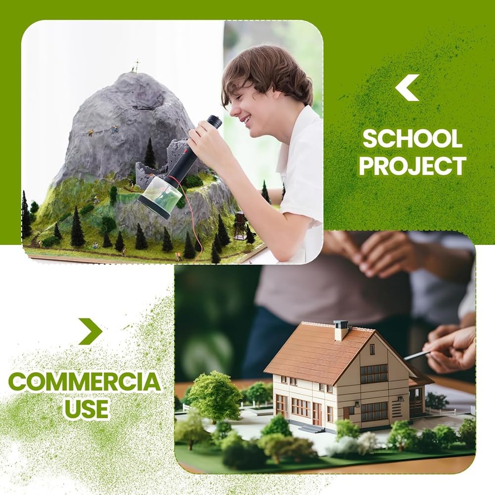 Aplicador de Césped Estático con Antideslizante y 4 X 60 G de Césped de Colores para Modelismo Ferroviario, Paisajismo y Manualidades.