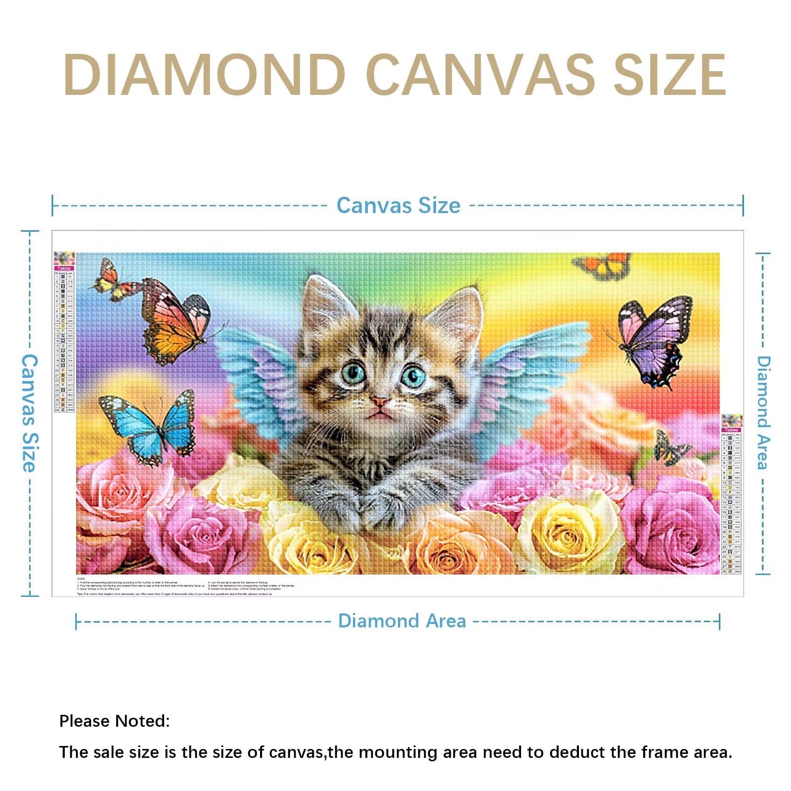 Diamond Painting Grande 160x80cm Gato Diamond Painting Adultos, DIY Flor Pintura de Diamante Manualidades Adultos, 5D Cuadrado Rhinestone Bordado Punto de Cruz Art para Home Decoration Regalo 0J-225
