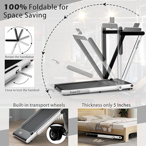 Miniatura 6 de Goplus Caminadora plegable 2 en 1, 2.25 HP Superfit para debajo del escritorio, sin instalación con control remoto, control de aplicación y pantalla