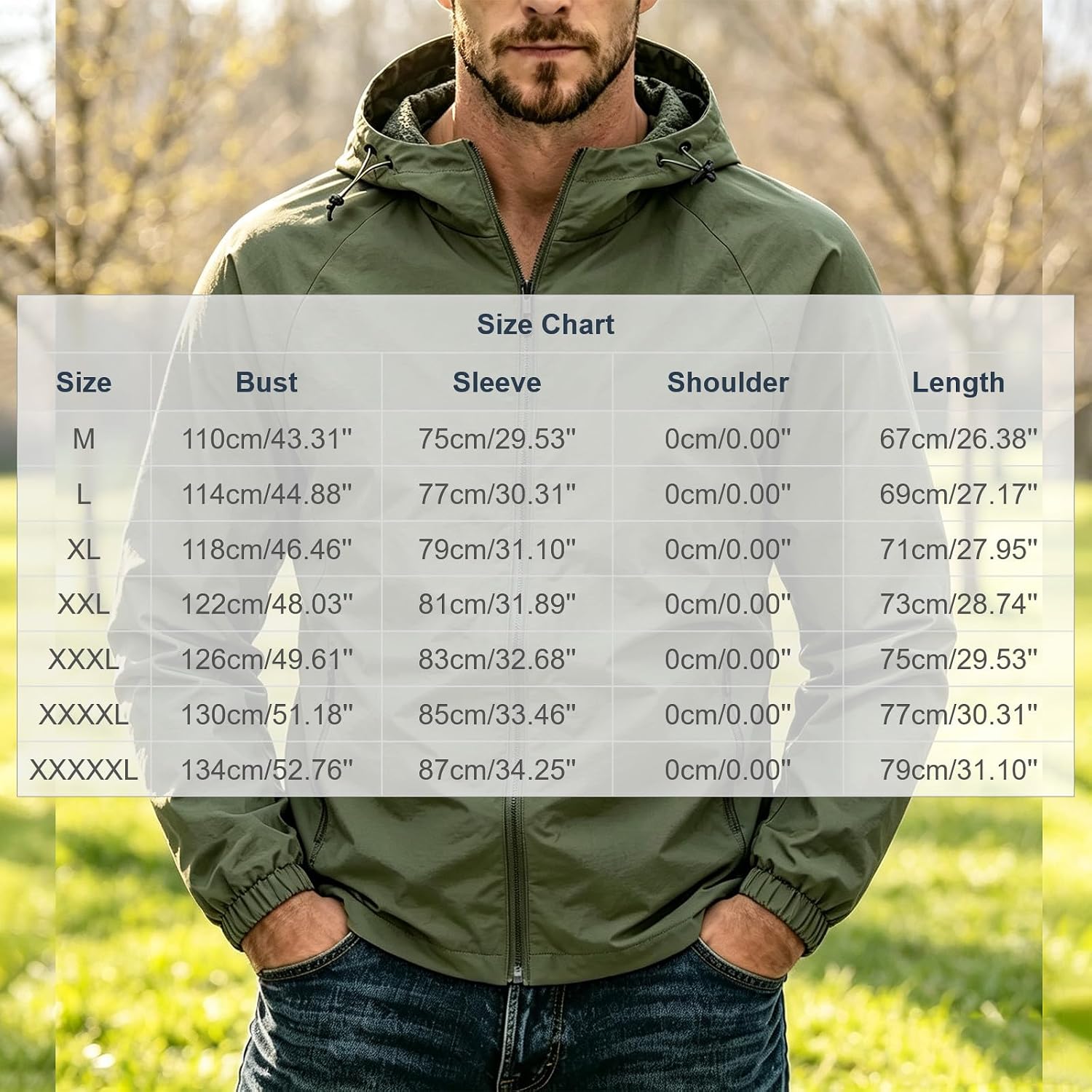 Men's Hooded Jacket Water Repellent Full Zip Classic Outdoor Coat