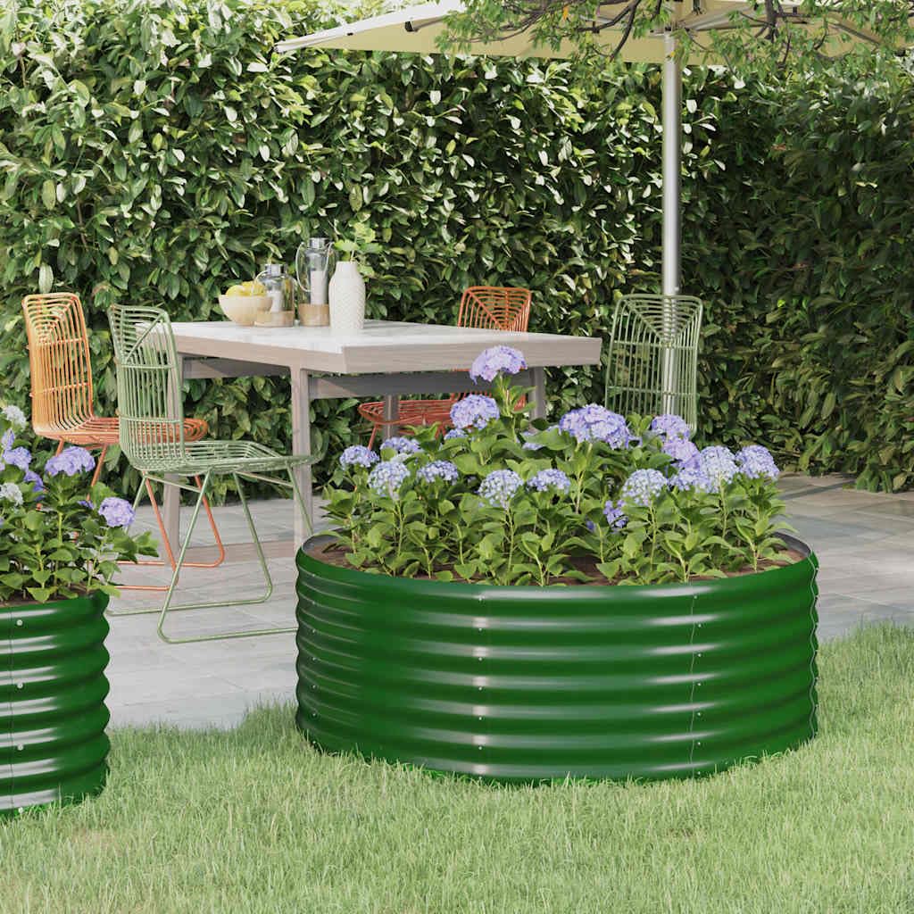 Hochbeet 296x140x36 cm Verzinkter Stahl Ovales Pflanzgefäß für Garten Gemüse und Kräuter Grün
