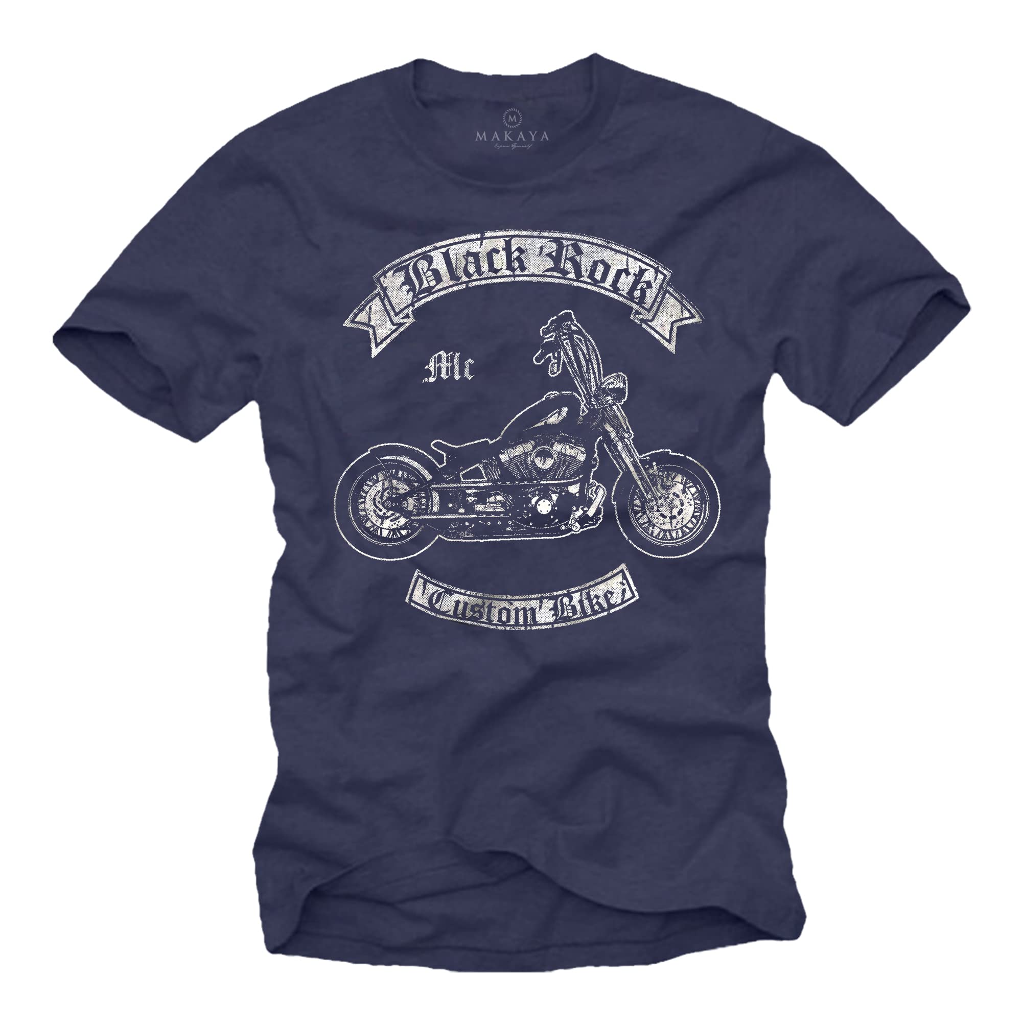 Makaya Men's Blue Biker T Shirt For Custom Chopper L
