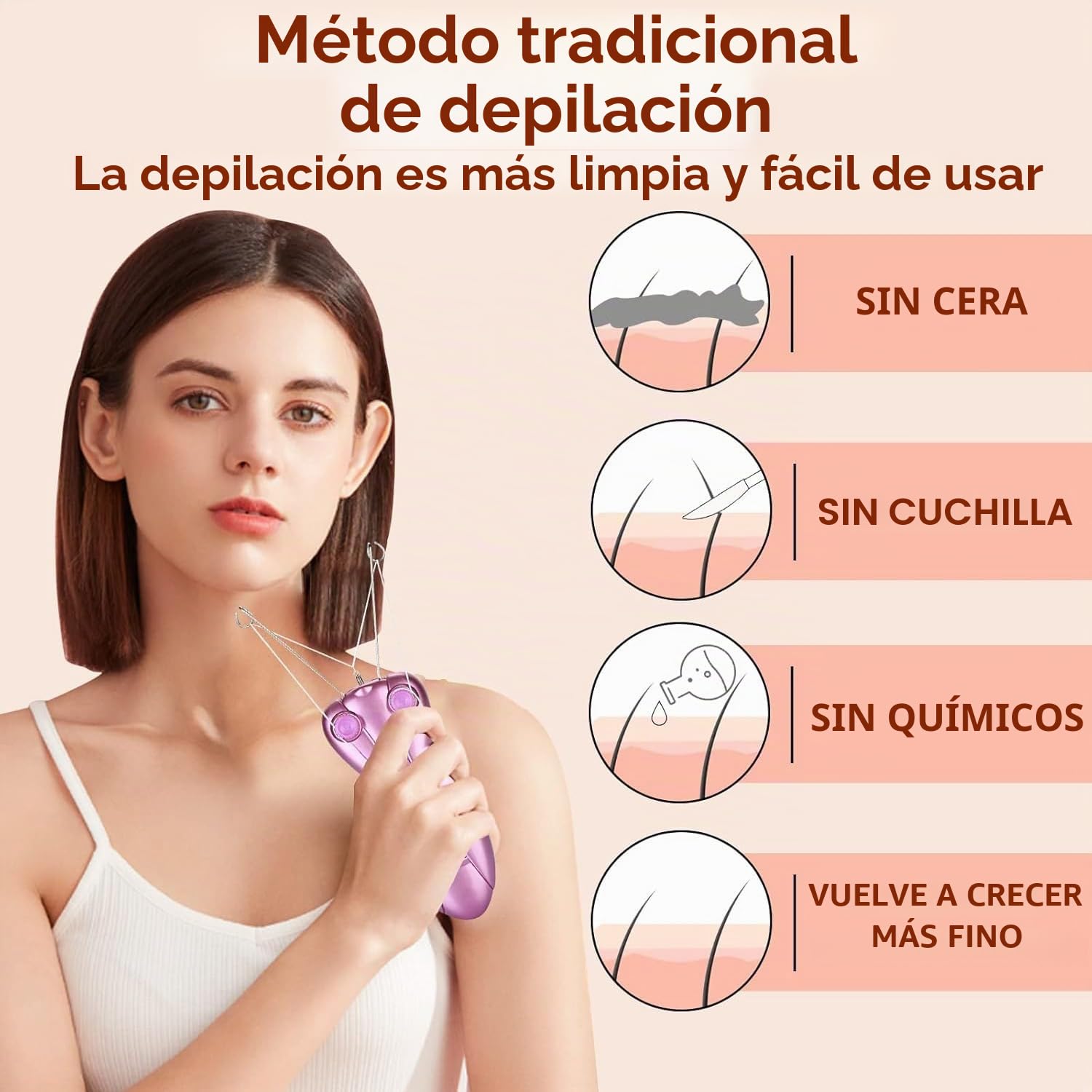 Removedor de Vello Facial, Removedor de Vello Facial para Mujeres, Depiladora de Belleza Eléctrica para Mujeres, Depilación Facial, Maquinilla de Afeitar, Masajeador Facial, Tirar