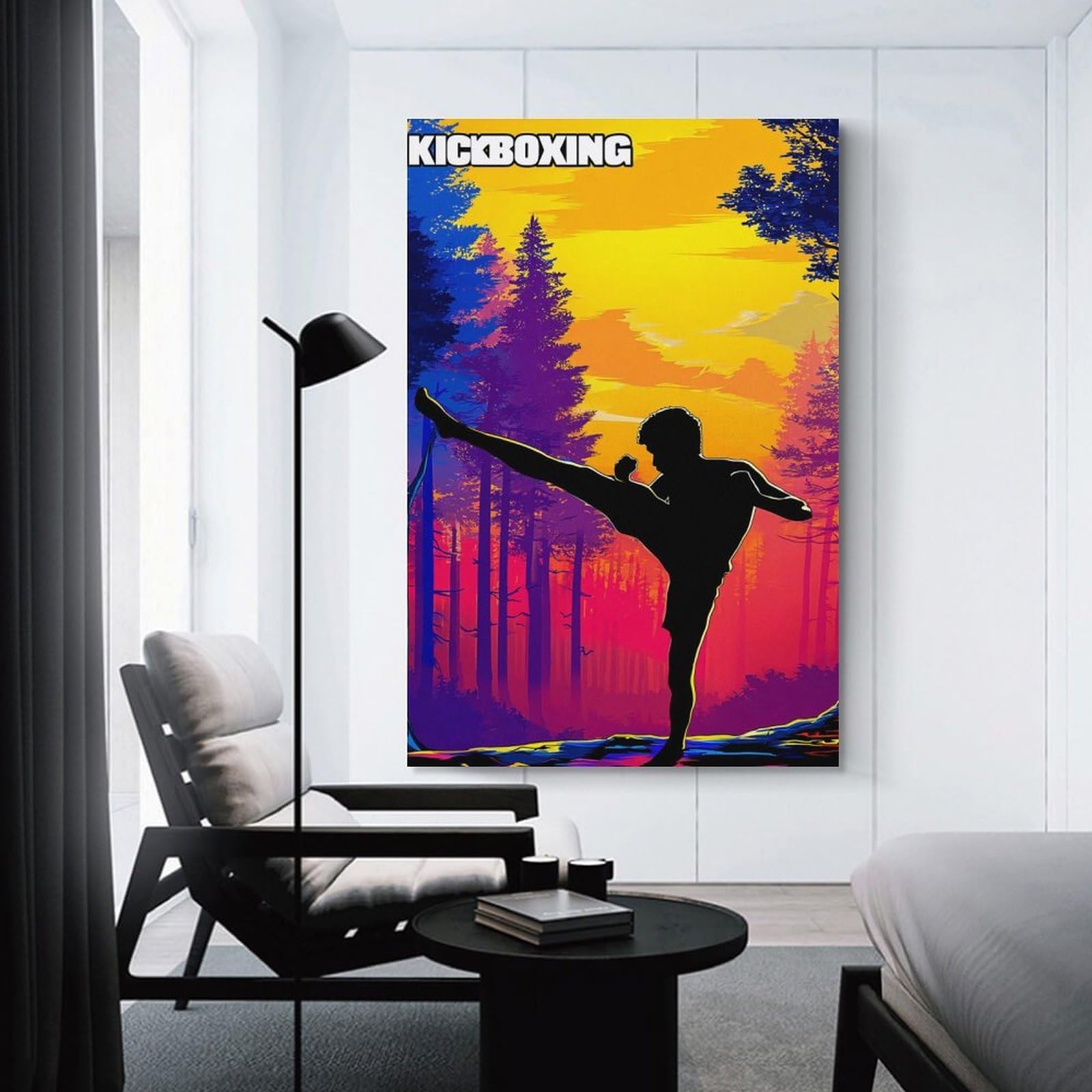 Tableau Sunset Kickboxing Silhouette Art Décoration Murale Maison - 5