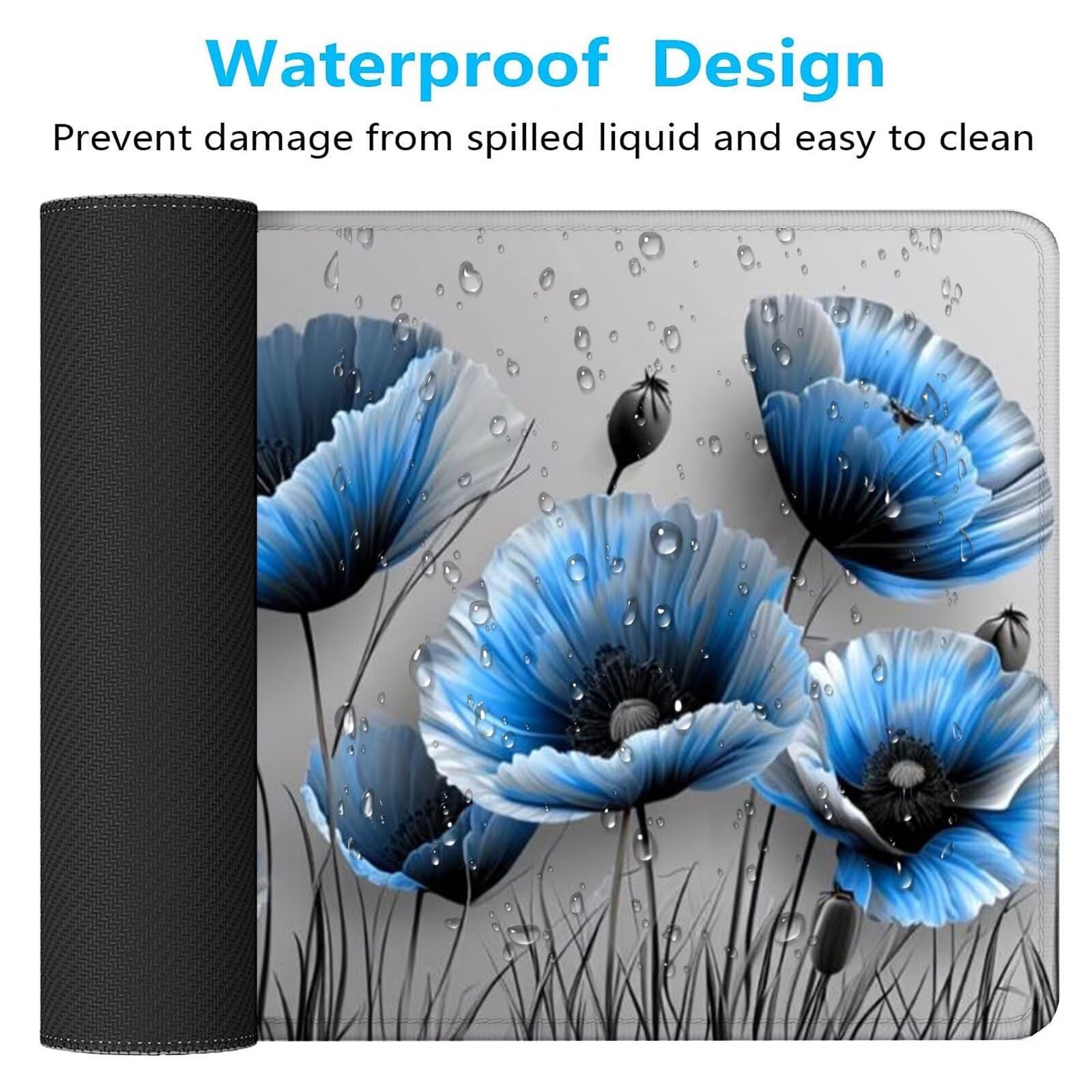 Alfombrilla Ratón Azul Alfombrilla Ratón Gaming XXL 1200x600x3mm Multifuncional Accesorios Escritorio,Antideslizante Mousepad Flor Tapete Escritorio Infantil,para Alfombrilla Pc Teclado Ratón J876