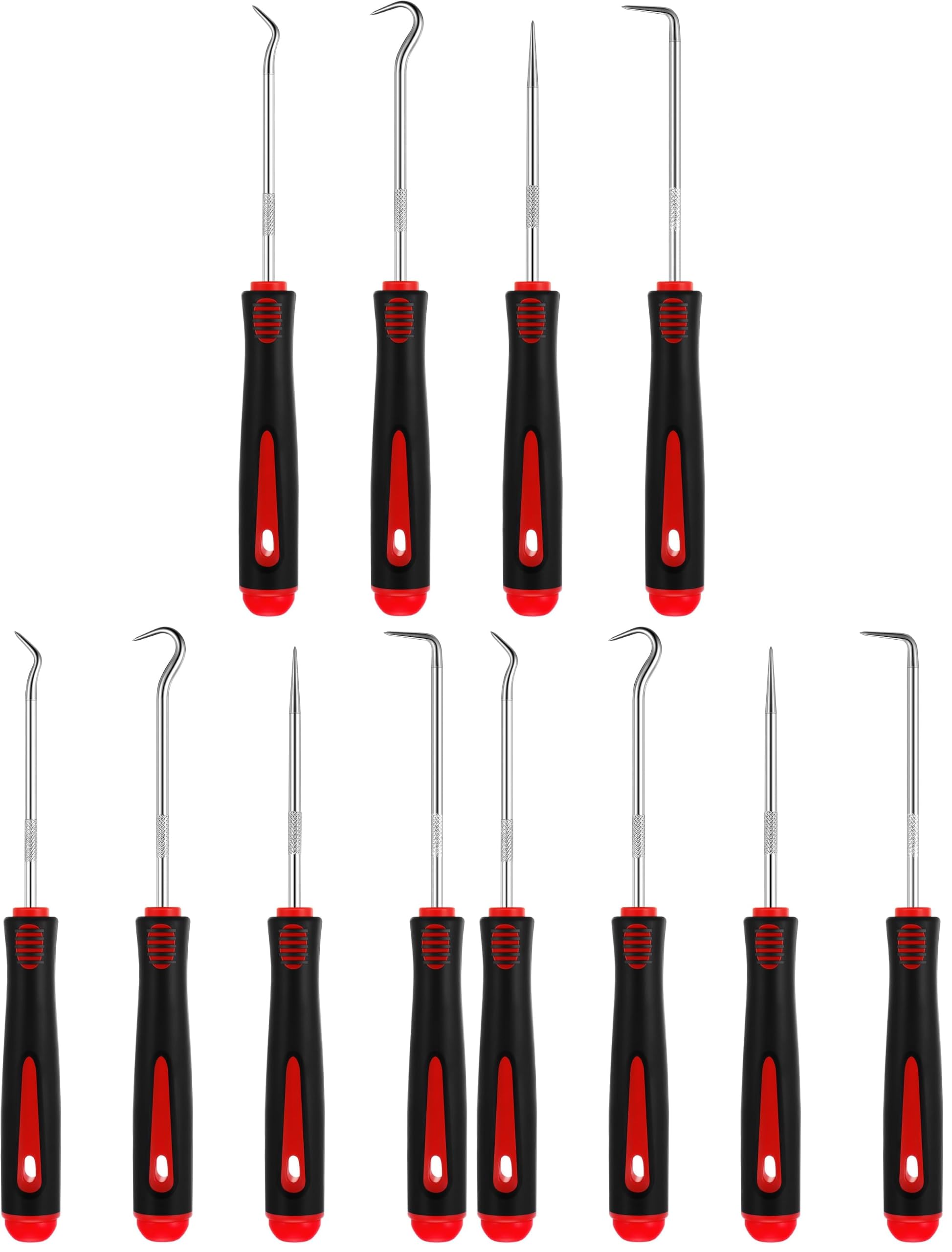 WILLBOND 4 Pcs Pick and Hook Set Precision Automotive Mechanic Picks Tools Set for Car Oil Seal Hooks Puller Remover Tools(6.5 Inches,Red) (Pack of 3)