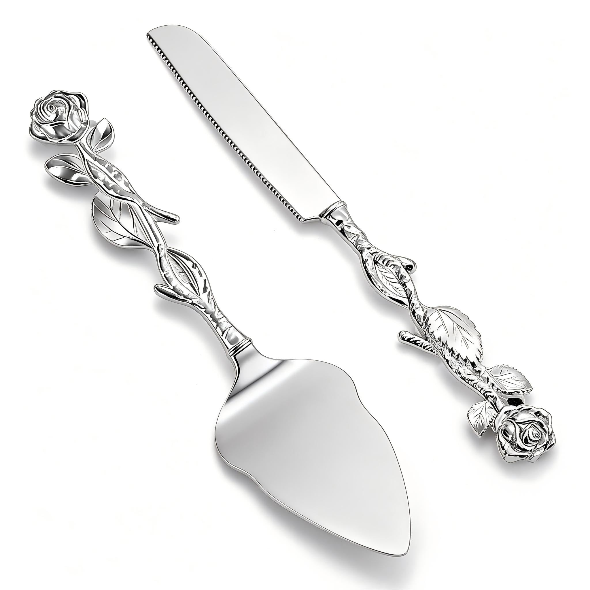 Vintage Rose Cake Knife & Server Set - Wedding Decor -1