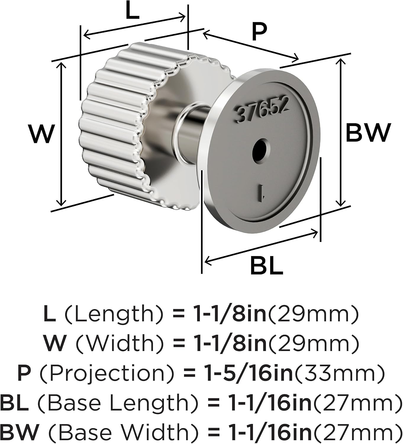 Amerock Ballard 1-1/8 inch (29mm) Diameter Polished Nickel Cabinet Knob, BP37652PN