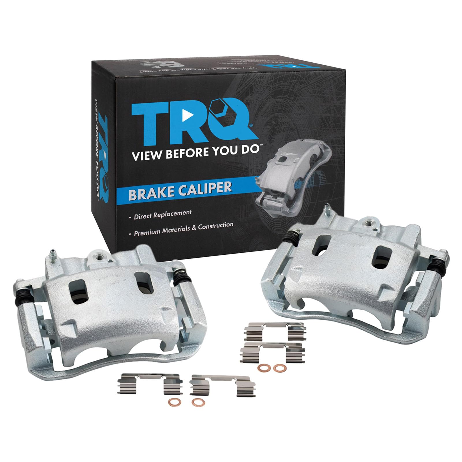 TRQ Front Brake Caliper Set Brackets Hardware Zinc Coated
