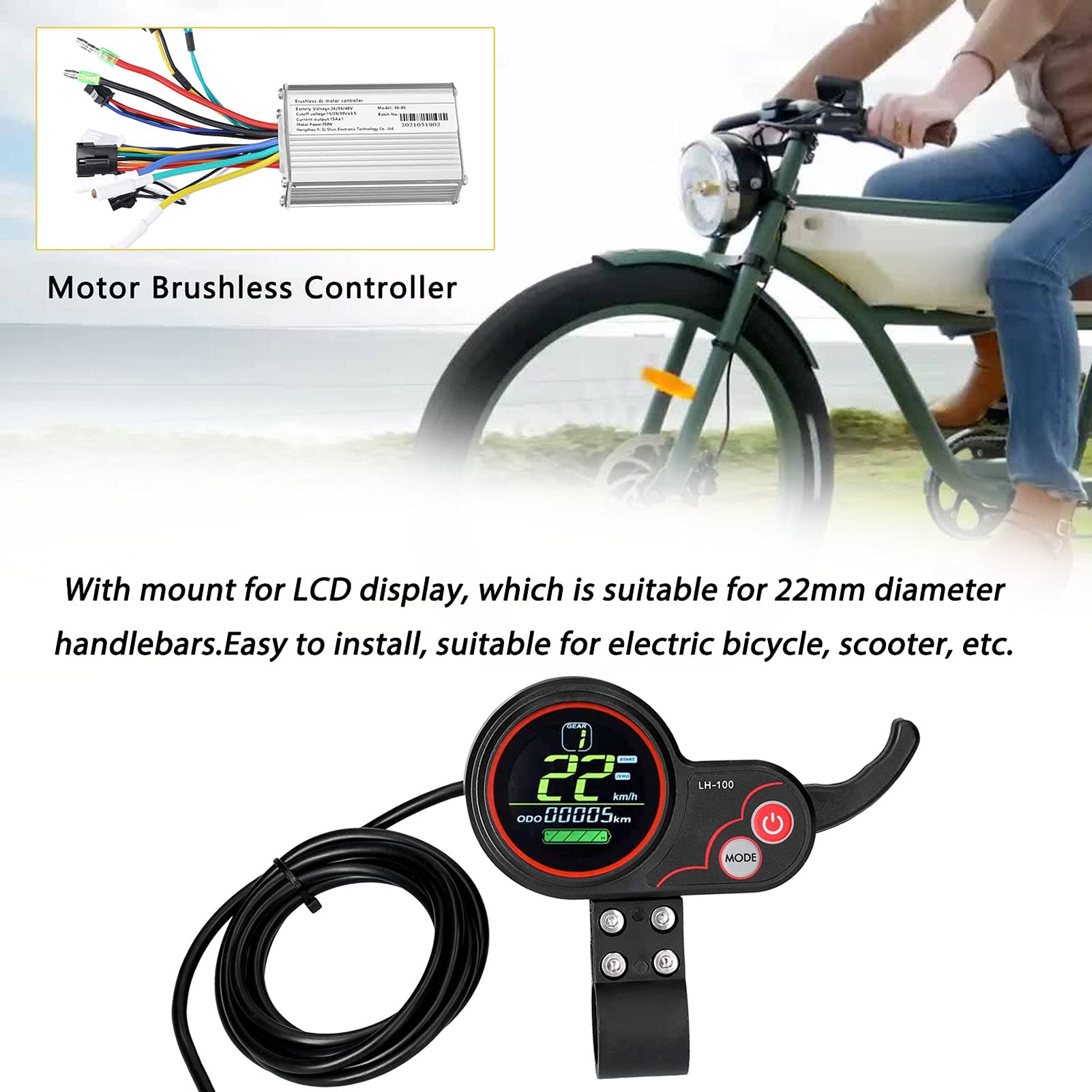 Centralina Monopattino Elettrico Pannello di controllo del display impermeabile controller senza spazzole 2 4V-48V 350W Kit pennello scooter elettrico
