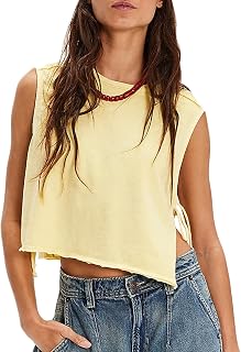 Womens Side Tie Tank Tops Y2k Teen Girls Going Out Sleeveless Camisole Summer Vest Slim Fit Crop Top