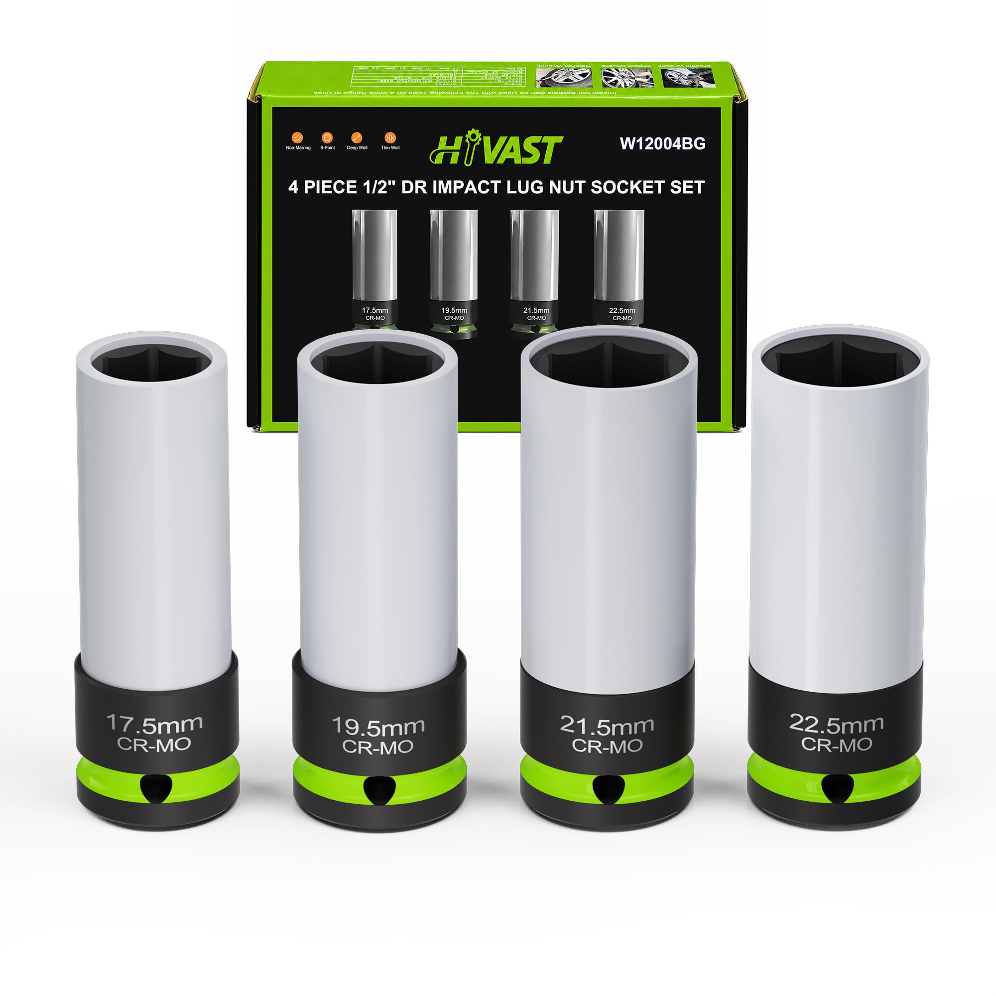 HYVAST 4PCS 1/2” Half-Size Thin Wall Impact Sockets