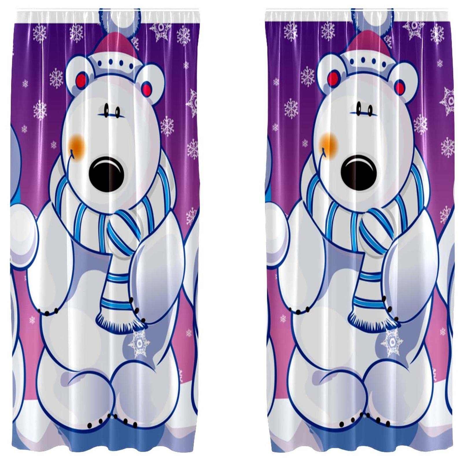 Cortinas opacas navideñas de osos y copos (55x84") para crear un dormitorio infantil acogedor