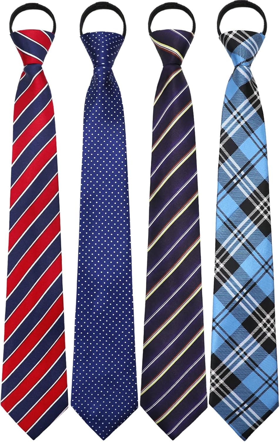 LJBFNN Zipper Pre Tied Ties for Men Pack, Striped Polka Dot Mens Zipper Neck Tie Set for Business Casual Graduation Tuxedo