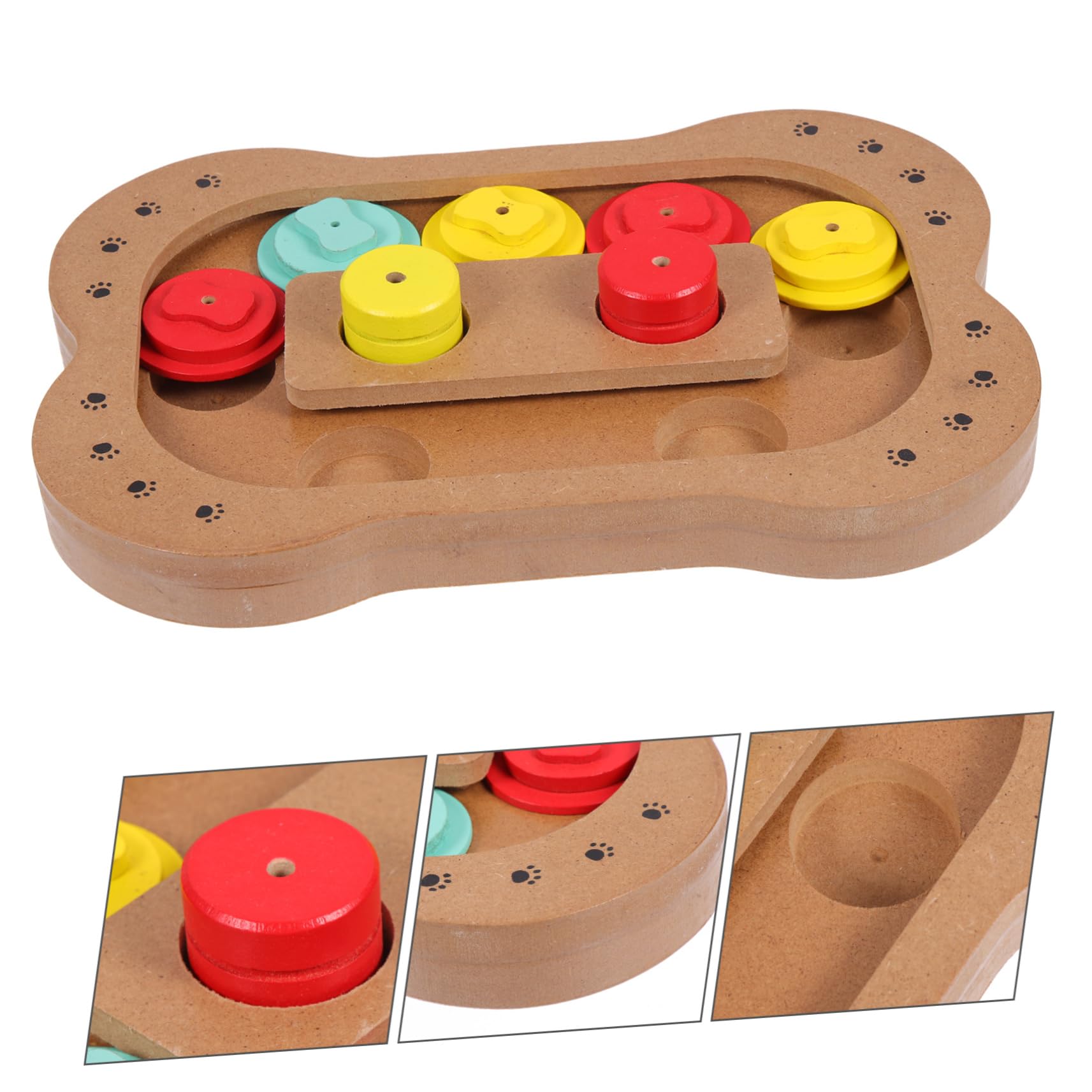 COLLBATH Holz Knochen Spielzeug mit Slow Eating Funktion für Hunde Intelligenter Futterautomat zum Langsamen Fressen