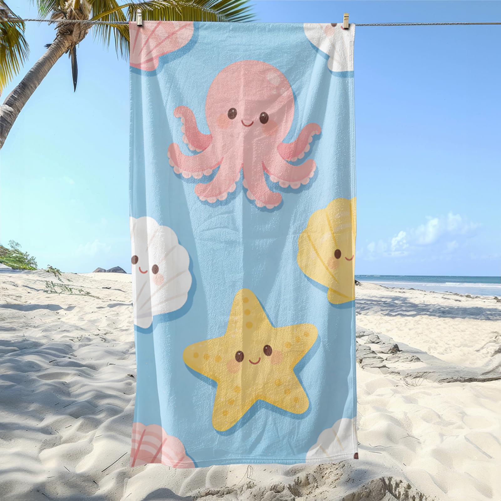 Telo Mare Microfibra 210x230 Blu Rosa Giallo Telo Spiaggia Grande Antisabbia,XXL Asciugamano Mare, Asciugatura Rapida, Stuoia Spiaggia Leggero E Portatile