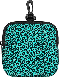 Weatherproof Zipper Storage Bag Turquoise Green Cheetah Leopard Print, Mini Portable Case, Great for Fishing Hiking Outdoor Daily Necessities