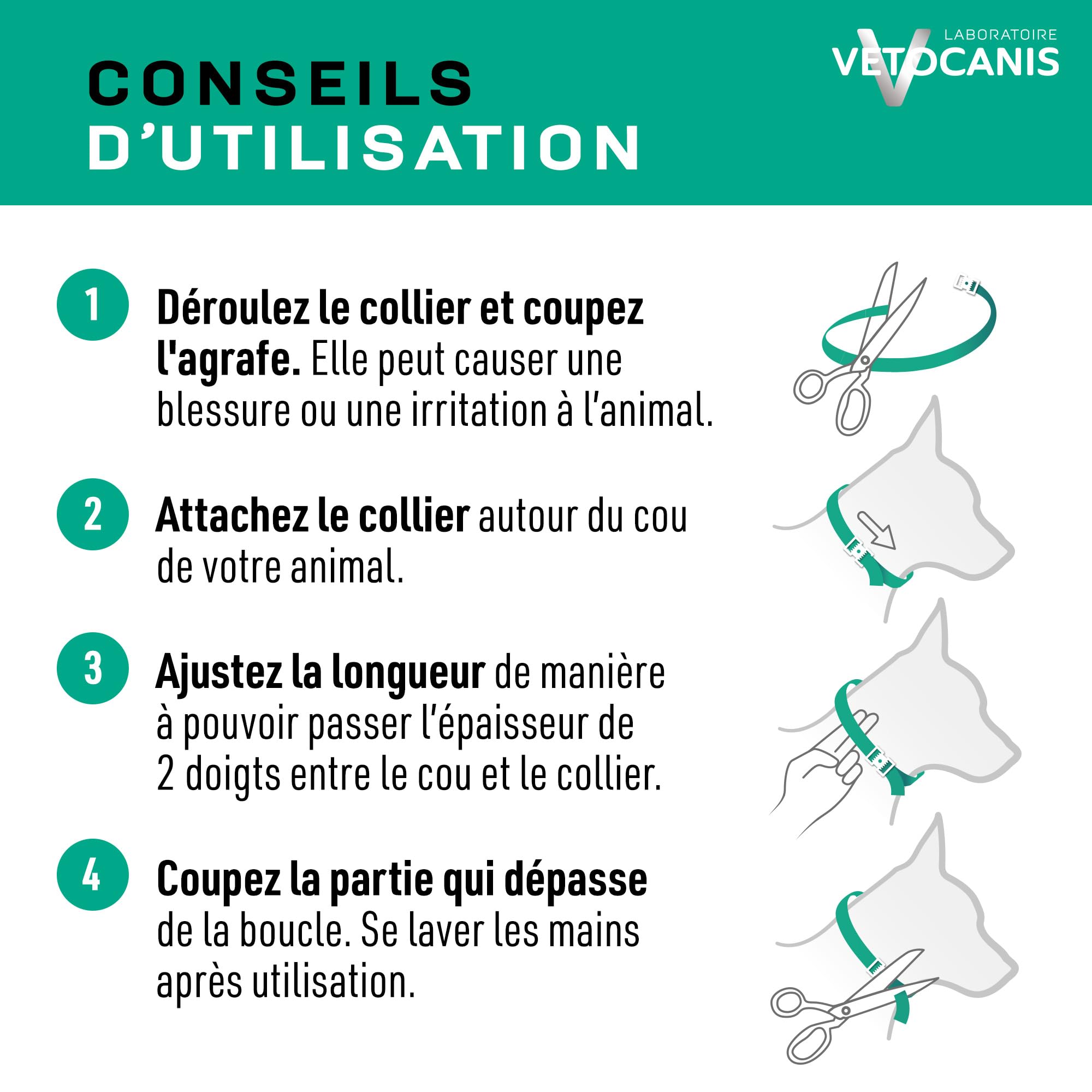 Vetocanis, Collier Anti Puces pour Chien, Répulsif Puces, Tiques, Moustiques, Protection 3 mois, Antiparasitaire Chien de 10 à 20 kg, Aux Extraits de Margosa et Lavandin