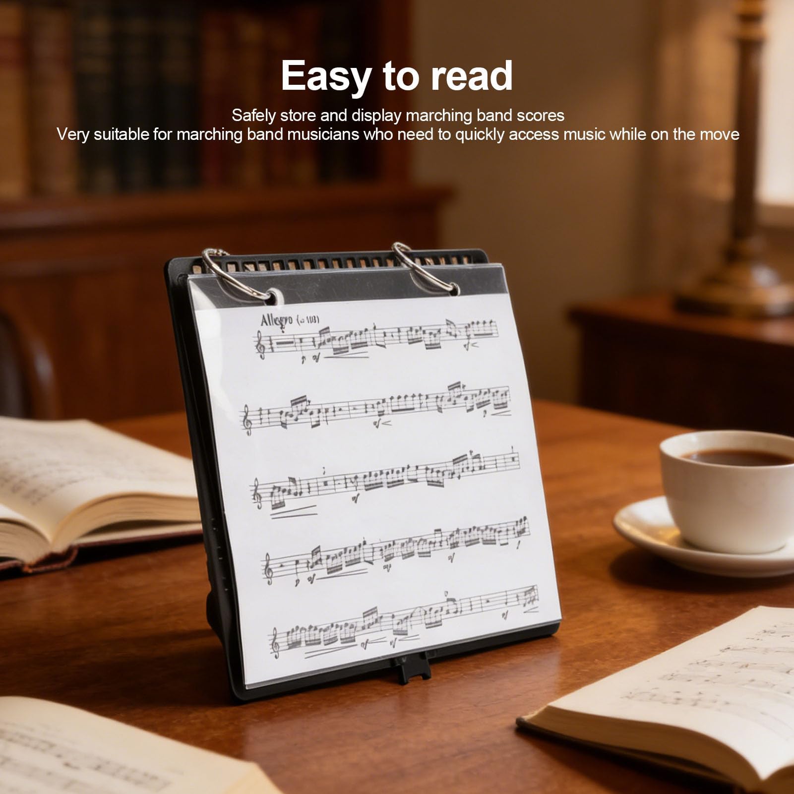 Fafeicy Support Porte Partition Chorale Avec 5 Pages En Plastique Pour Fanfare Saxophone Clarinette Trompette Dossier Léger Pour étudiants Et Professionnels