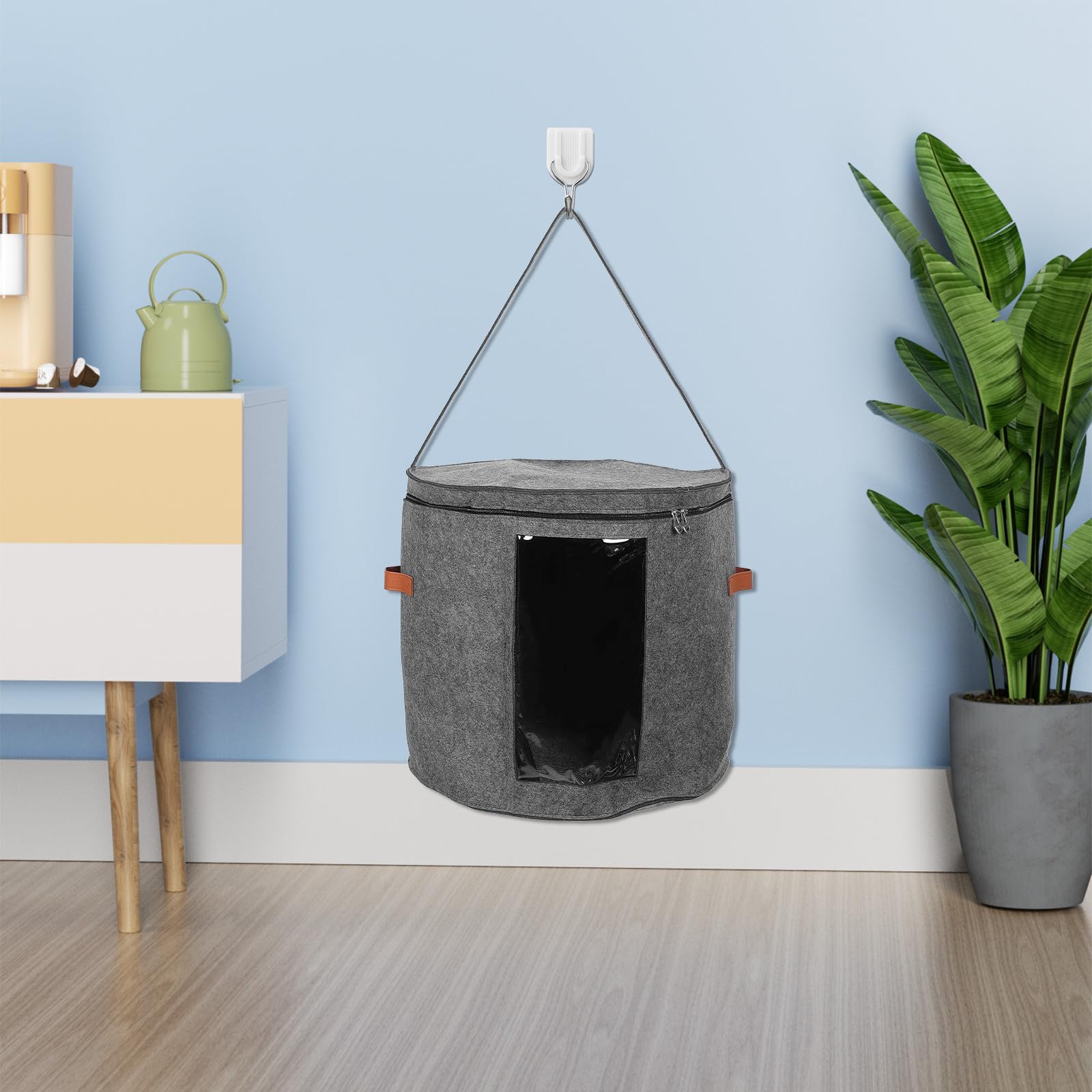CALLARON Cappelliera Rotonda per Organizzare e Conservare Cappelli con Materiale Non Tessuto e Pvc, Portatile e Pieghevole, per Viaggi e Casa