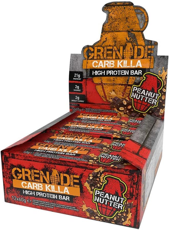 Carb Killa Protein Chocolate Bar | 21g High Protein Snack | High Protein Low Sugar | Peanut Butter Energy Bars | Peanut Nutter,12 Count (Pack of 1)
