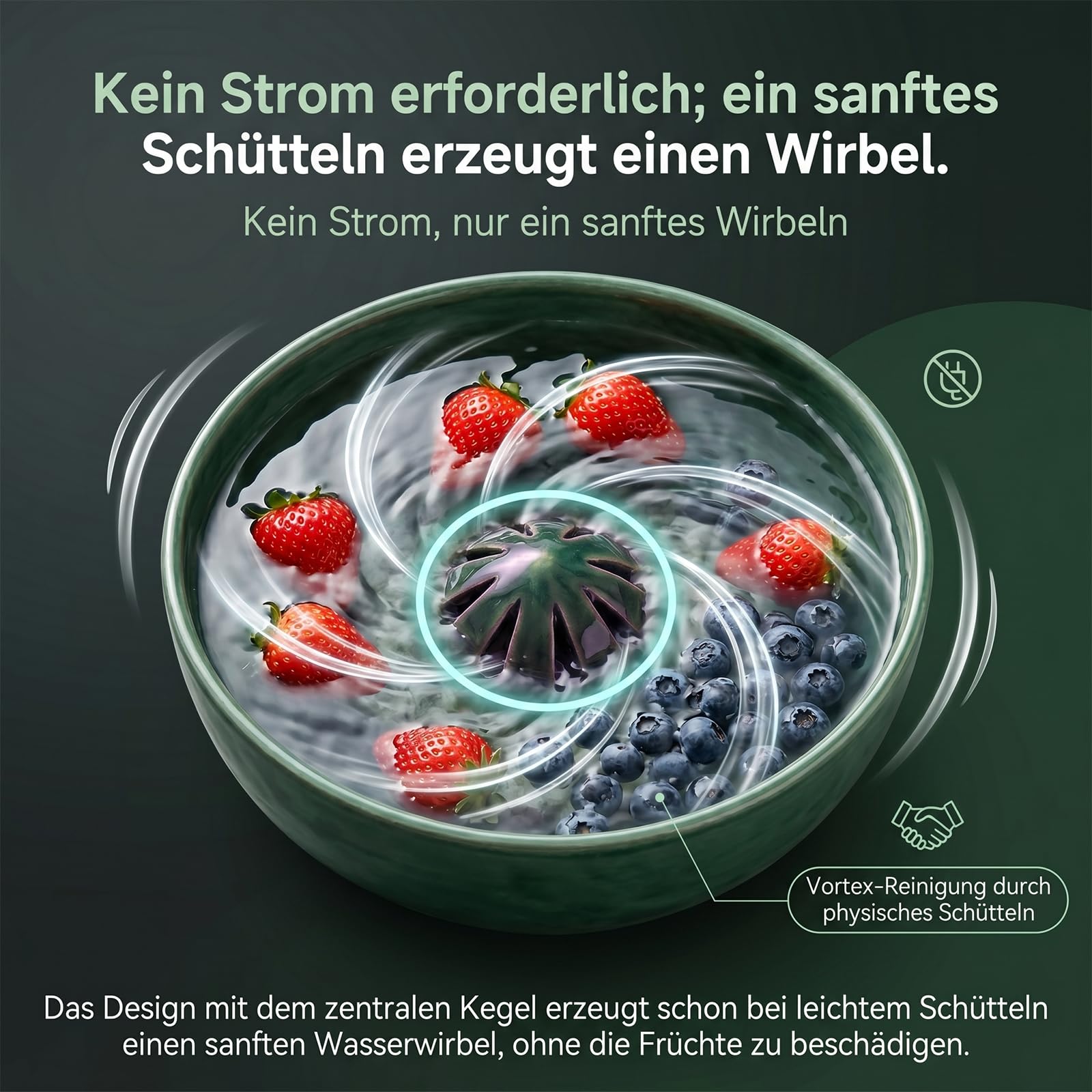 Beeren WaschschüSsel Keramik, SpüLmaschinenfest, Leicht & Praktisch für Küche, Camping mit Fruchtgabel ，A – Dunkelblau