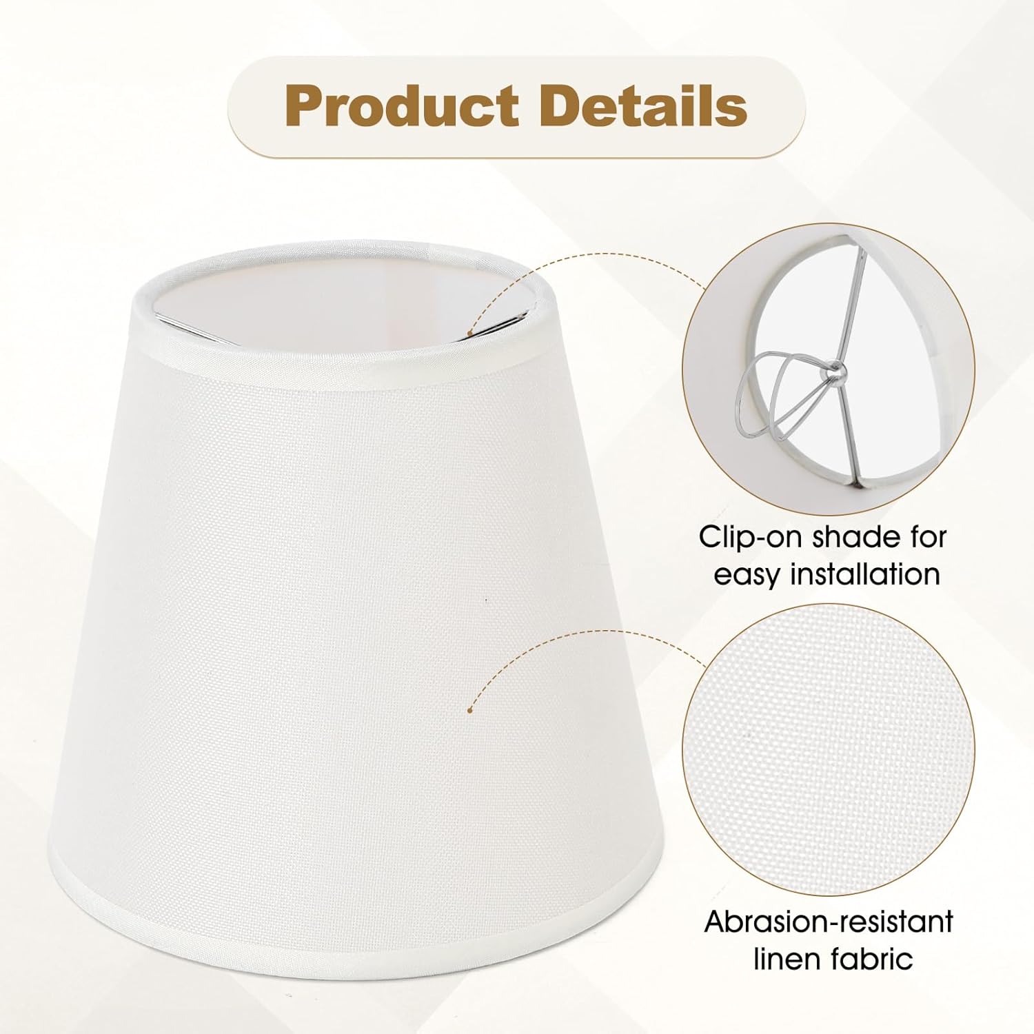 Gugxiom Small Lamp Shade Set of 6, Linen lamp shade, 3.5" × 5.1" × 5.5" Chandelier Shades for Table Lamps and Wall Lamps (Beige fine linen)