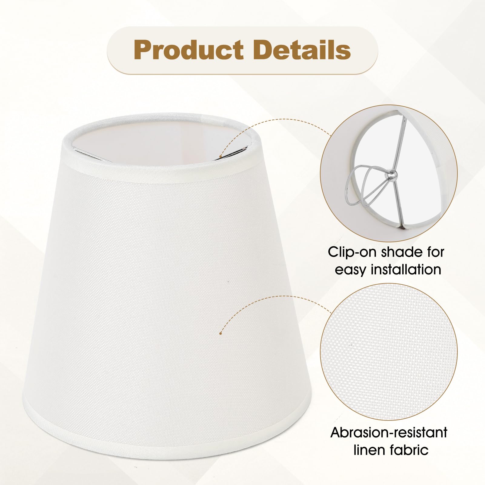 Set di 6 mini paralumi in lino E14 per lampade da tavolo, applique da parete, lampadari e lampade da terra (sottile colore beige)